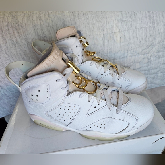 Air Jordan 6 Retro Women's Gold HOOPS Sneakers (10W) - Picture 1 of 5